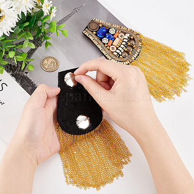 2шт. железные погоны с кисточками из стразов FIND-FG0002-07-1