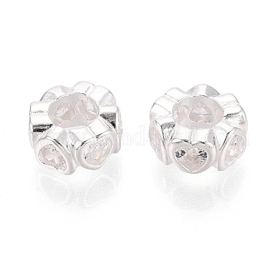 925 бусина-разделитель из прозрачного кубического циркония из стерлингового серебра STER-N016-118S-1