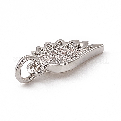 Подвески в виде крыльев из латуни с микропаве из прозрачного кубического циркония ZIRC-F132-60P-1