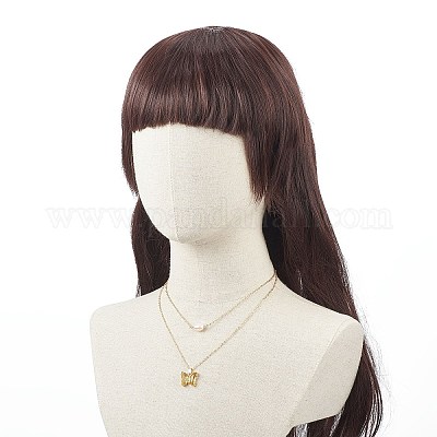 Стеклянная бабочка и подвески из натурального жемчуга двухслойное колье с прозрачным кубическим цирконием NJEW-TA00043-04-1