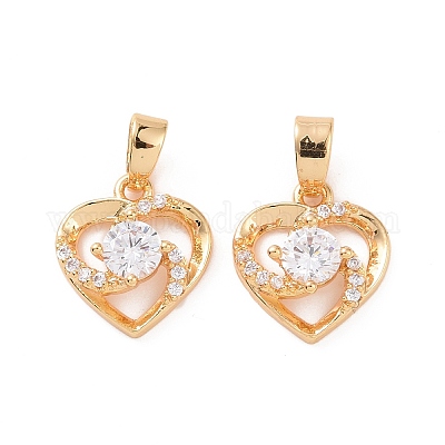 Настоящие 18к позолоченные латунные подвески с микропаве и кубическим цирконием KK-E068-VC449-1