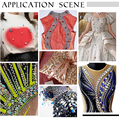 45 шт. 6 стиля пришивных стеклянных стразов FIND-GA0004-48-1