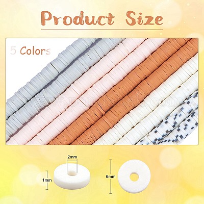 10 нить 5 цвета плоские круглые бусины ручной работы из полимерной глины CLAY-SZ0002-01-1