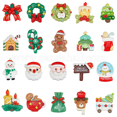 80 шт. 20 стиля рождественские непрозрачные кабошоны из смолы RESI-SC0005-60-1