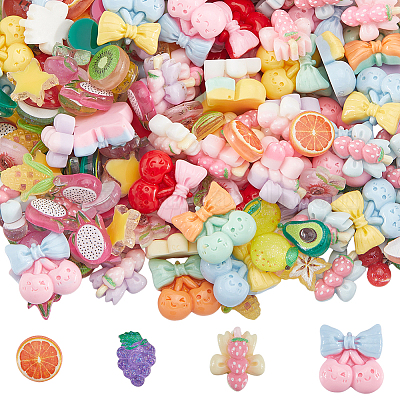 Прозрачные и непрозрачные кабошоны из декодированной смолы в фруктовом стиле RESI-SP0001-10-1