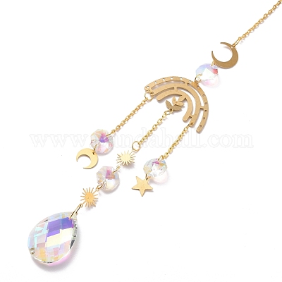 Кулон в виде ловца солнца из граненого стекла AJEW-A037-13G-1