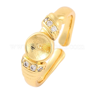 Покрытие стойки латунь прозрачный кубический цирконий компоненты манжеты RJEW-M177-01G-1