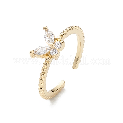 Кольцо-кафф в виде бабочки из прозрачного кубического циркония&nbsp;LS-RJEW-M146-12G-1