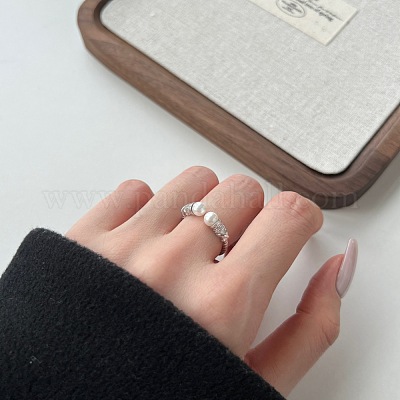 Кольцо-манжета с круглым ракушечным жемчугом RJEW-Q813-05P-1