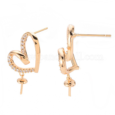 Серьги из латуни с микропейвом и прозрачным фианитом KK-T062-231G-NF-1