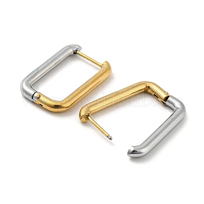 Двухцветные серьги-кольца из нержавеющей стали 304 EJEW-K257-02A-GP-1