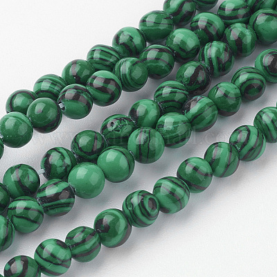 Синтетические нити малахит из бисера G-G735-70-4mm-1