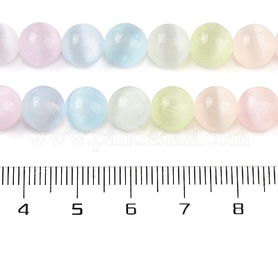 Нити натуральных селенитовых бусин цвета макарон G-C142-01B-10-1