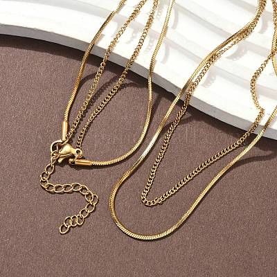 Ожерелья из квадратной змейки из нержавеющей стали 304 NJEW-S453-01G-B-1