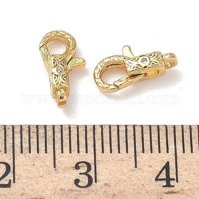 Застежки-карабины из текстурированной латуни с микропаве из кубических цирконий KK-Z136-22G-02-1