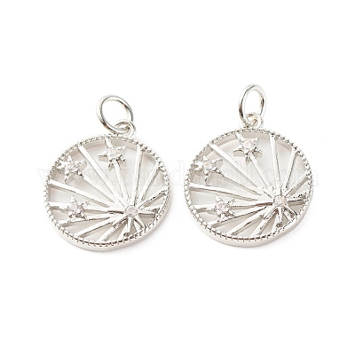 Латунные микропаве прозрачные подвески с фианитом ZIRC-P094-09P-RS-1