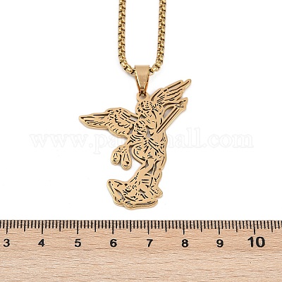 201 подвеска из нержавеющей стали с изображением архангела Михаила NJEW-K283-10G-1