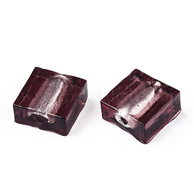 Бусины ручной работы бусины серебряной фольгой FOIL-S006-12x12mm-05-1