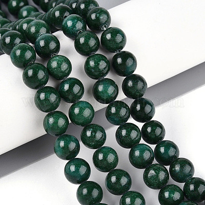 Нити круглых бусин из натурального окрашенного нефрита машан G-T139-8mm-67F-1