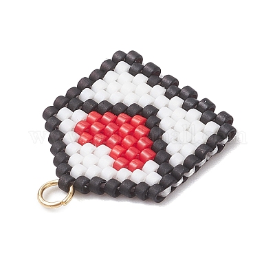 Подвески-конверты в форме сердечек из бисера PALLOY-MZ01092-02-1