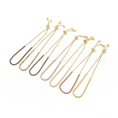 Регулируемые латунные микропроволочные кубические циркониевые браслеты BJEW-A132-18G-1