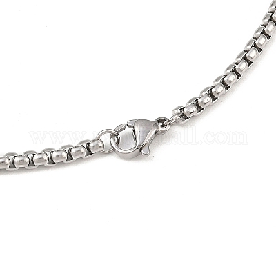 Устойчивые к потускнению модные мужские ожерелья из нержавеющей стали 201 с цепочкой-коробкой NJEW-L043A-46P-1