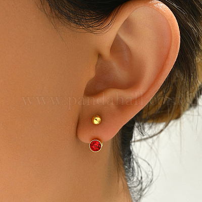 Серьги-гвоздики с кубическим цирконием из нержавеющей стали 201 QU1157-2-1