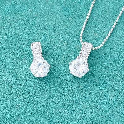 925 плоская круглая подвеска из серебра {925} пробы с прозрачным фианитом и паве STER-A048-12S-1