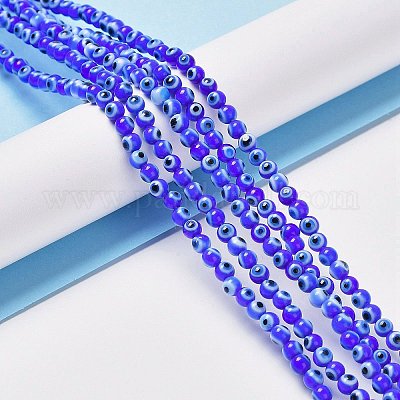 Ручной сглаз бусины круглые пряди из бисера&nbsp;LAMP-L055-4mm-15-1