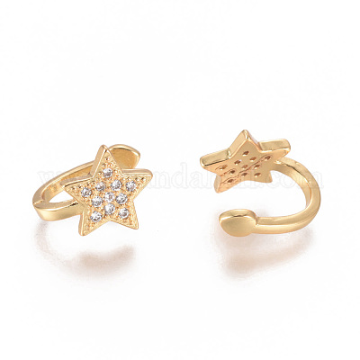 Серьги-манжеты с цирконом из позолоченной латуни X-EJEW-L244-39G-1