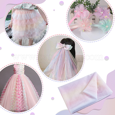 Сетчатая ткань из полиэстера радужного цвета DIY-WH0504-162B-1