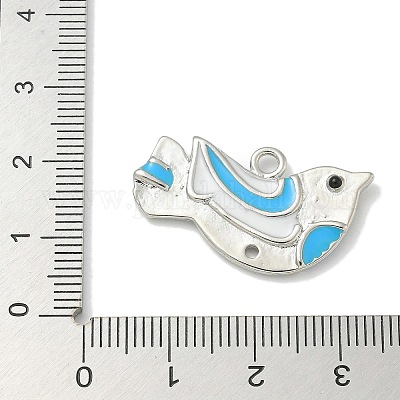 Подвески в виде птицы малиновка из платины и латуни с эмалью KK-L224-060P-1