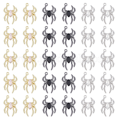 30шт. 3-х цветный стеклянный кулон-паук FIND-DC0004-13-1