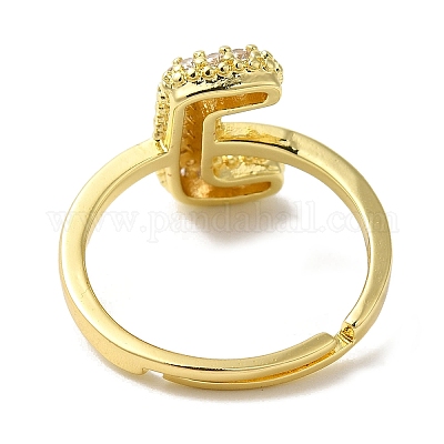 Стойка покрытие буква латунь микро паве прозрачный кубический цирконий регулируемые кольца для женщин KK-S391-03G-J-1