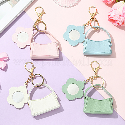 4 шт. 4 цвета pu кожаный мини-кошелек брелок KEYC-SC0001-70-1