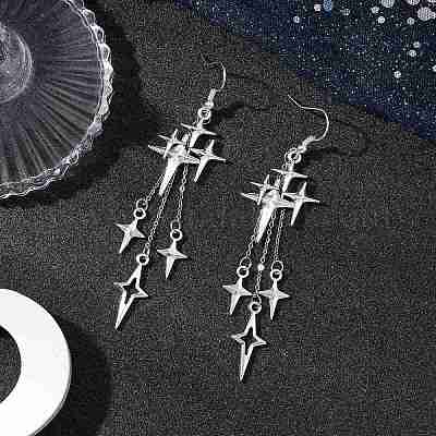 Латунные серьги с подвесками в виде звезд EJEW-JE06349-1