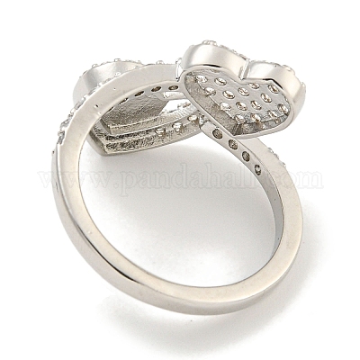 Кольцо-манжета из латуни с микро-паве и цирконием в форме сердца и Девы Марии для женщин RJEW-F162-11P-1