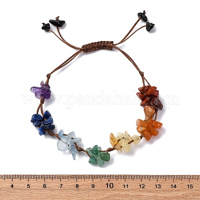 Регулируемые браслеты из натуральных чакральных камней с плетением из бусин для женщин BJEW-U035-02H-1