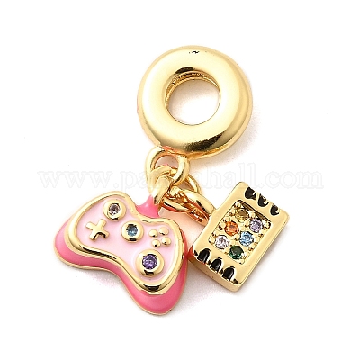 Латунные микро-паве цветные кубические цирконии европейские подвески-шармы KK-F904-22G-1