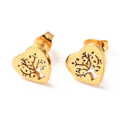 Серьги-гвоздики из нержавеющей стали 304 с ионным покрытием (IP) EJEW-C001-08G-1