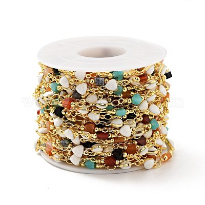 Цепочки из бисера в форме сердца из натуральных смешанных драгоценных камней CHC-C025-08G-1