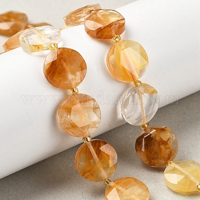 Бусы из натурального желтого гематоидного кварца G-C116-A160-03-1