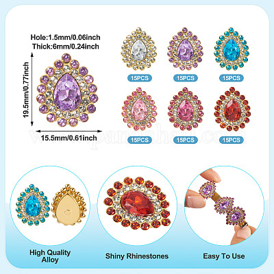 90 шт. 6-х цветные стеклянные кабошоны из сплава FIND-TA0007-91-1