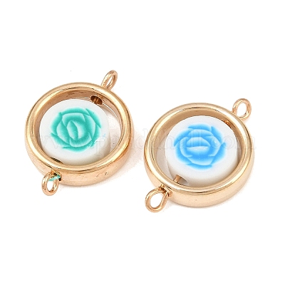 Пластиковая рамка ccb с бусинами-цветочками из полимерной глины KK-D103-10E-G-1