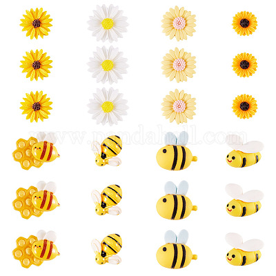 80 шт. 8 стиля кабошонов из смолы пчелы и цветы RESI-TA0004-24-1