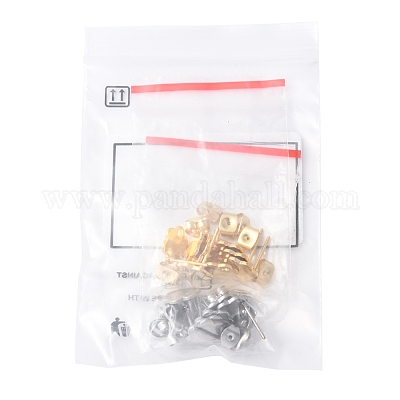 16 шт. 2 цвета 201 нержавеющая сталь фурнитура для сережек-гвоздиков с отверстием EJEW-FS0001-20-1