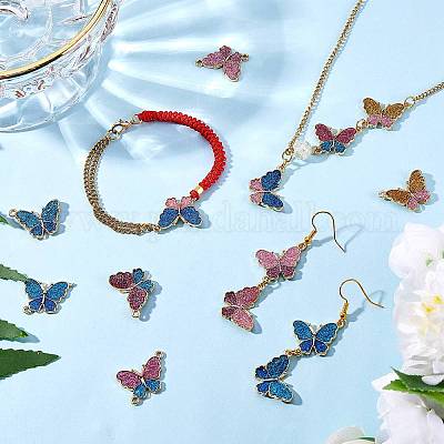 20 шт. эмалевые подвески из сплава бабочки и соединительные звенья JX228A-1