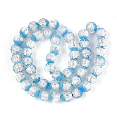 Светящиеся бусины ручной работы из серебряной фольги в технике лэмпворк FOIL-N029-03C-1