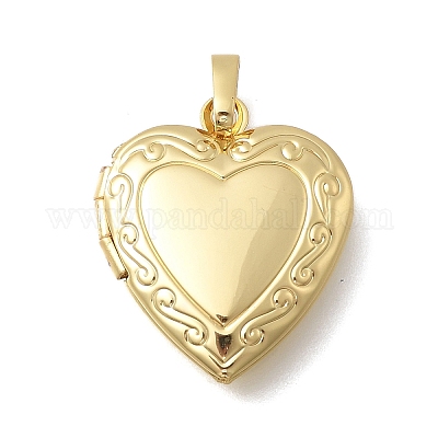 Подвески-медальоны в форме сердца из латуни ко Дню святого Валентина KK-D431-035E-G-1