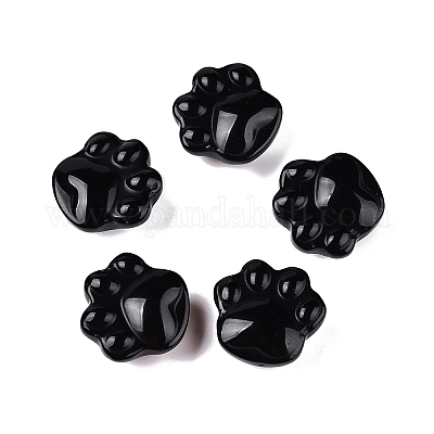 Фигурки из натурального обсидиана с отпечатками кошачьих лап DJEW-N003-03A-1